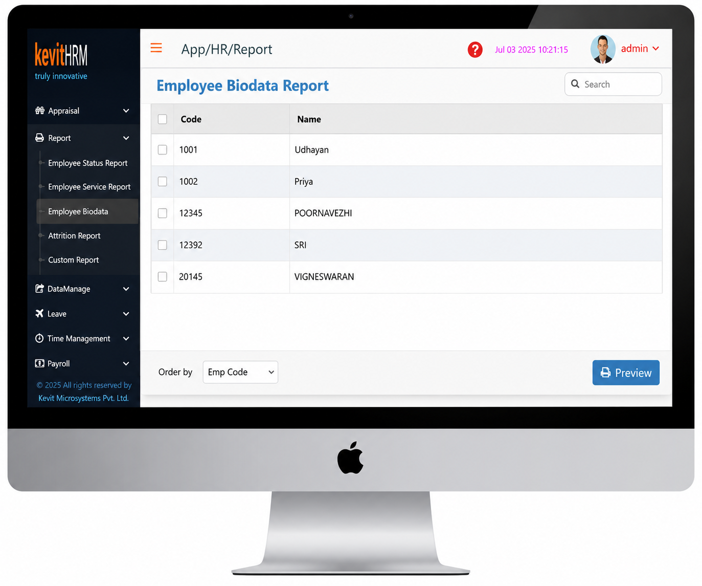 Employee Biodata Report